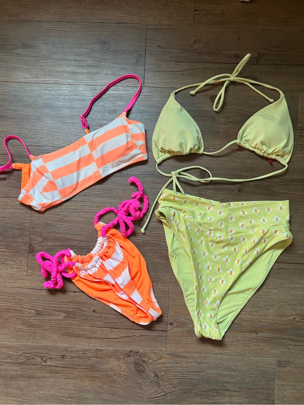 aerie Neon Pink and Lime Green Mixed Bikini Set